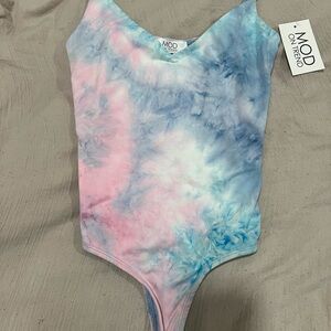 MOD ON TREND Soft Tie-Dye Bodysuit - Pink and Blue